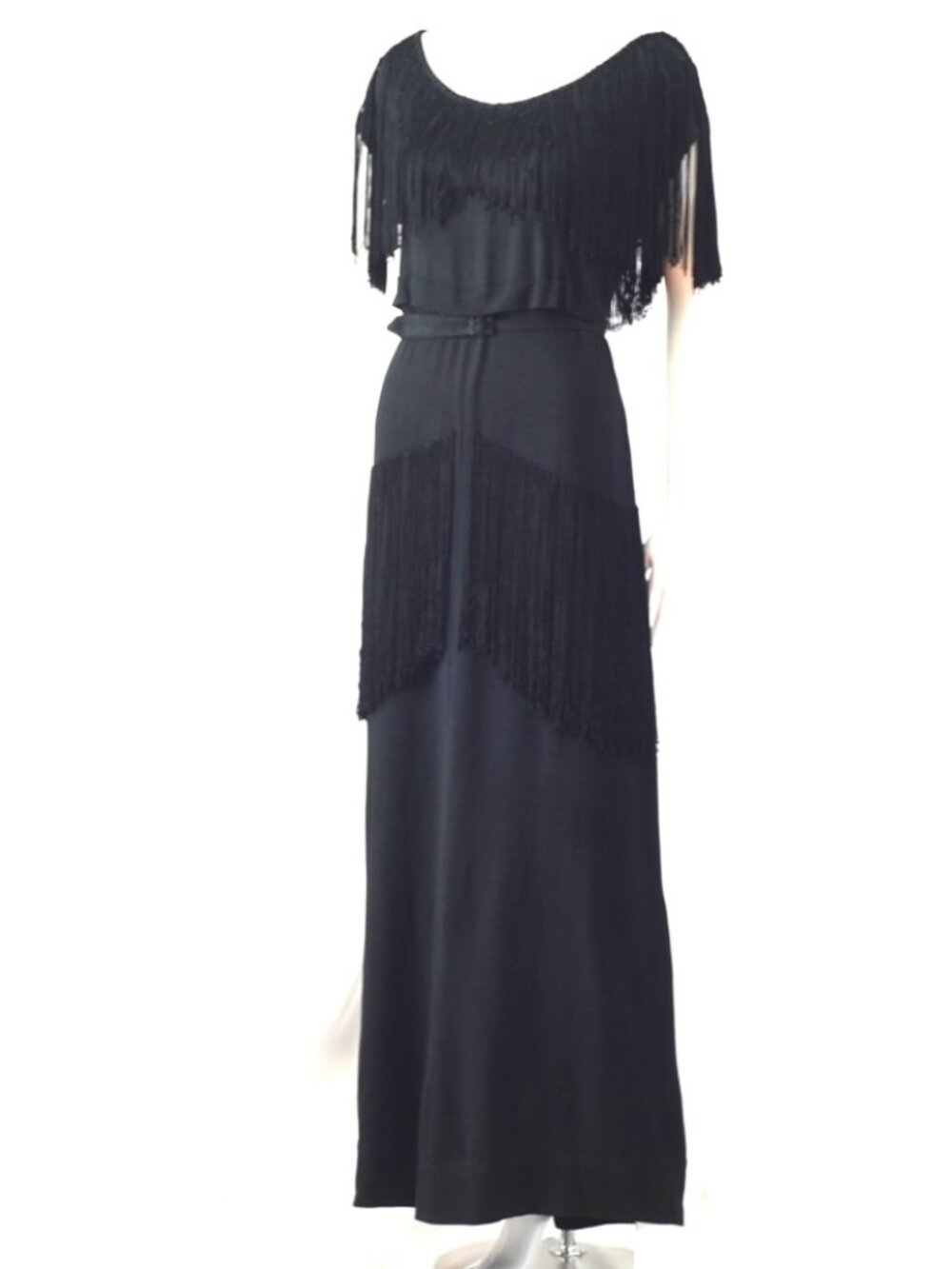 Theodora Gowns 1932-1334 Dress With Long Fringed Accents - Montreal